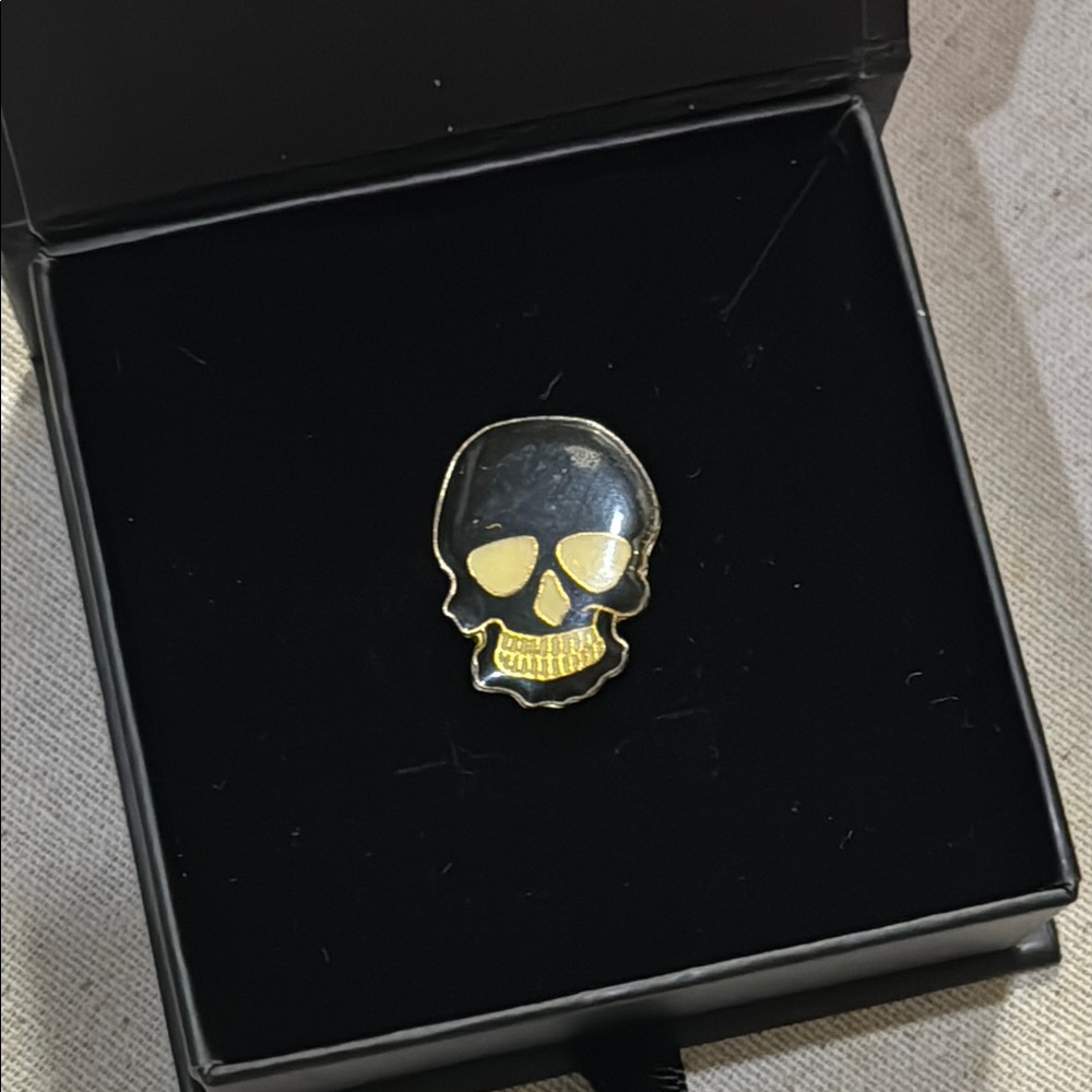 Vintage Black and Gold Skull Lapel Pin hat 🧢 backpack 🎒biker motorcycle leather